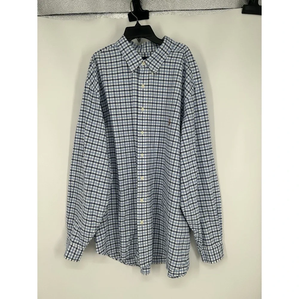 Polo Ralph Lauren Long Sleeve Button Down Up Front Shirt Plaid Mens 3XL Big 3XB‎